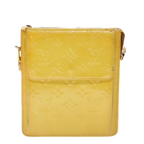 LOUIS VUITTON Monogram Vernis Motto Accessory Pouch Yellow M91159 LV Auth 53105 - Picture 13 of 16